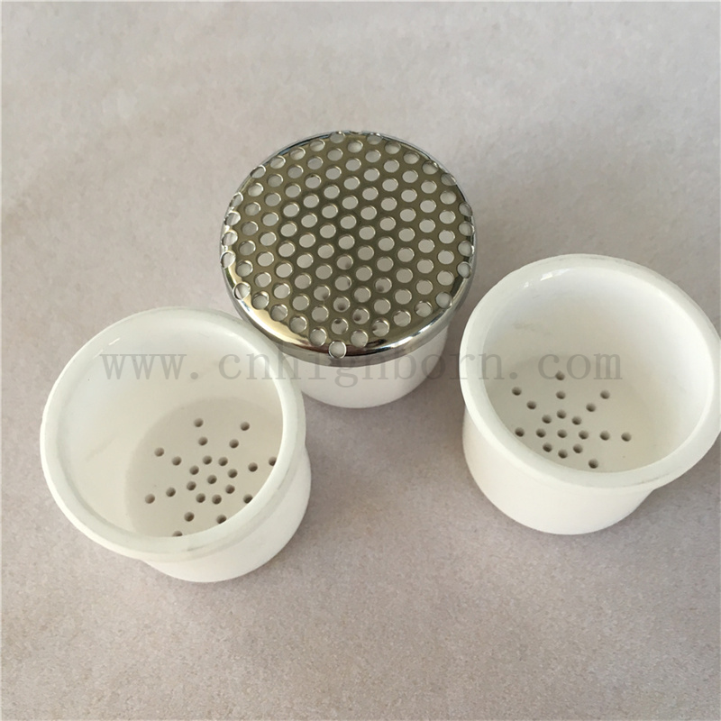 定制的氧化铝坩埚带孔盖Al2O3陶瓷锅