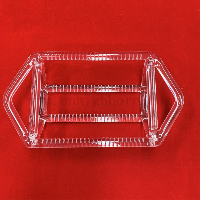  实验室研究透明石英仪器透明架方筒半导体插入开槽石英玻璃舟晶圆载体
