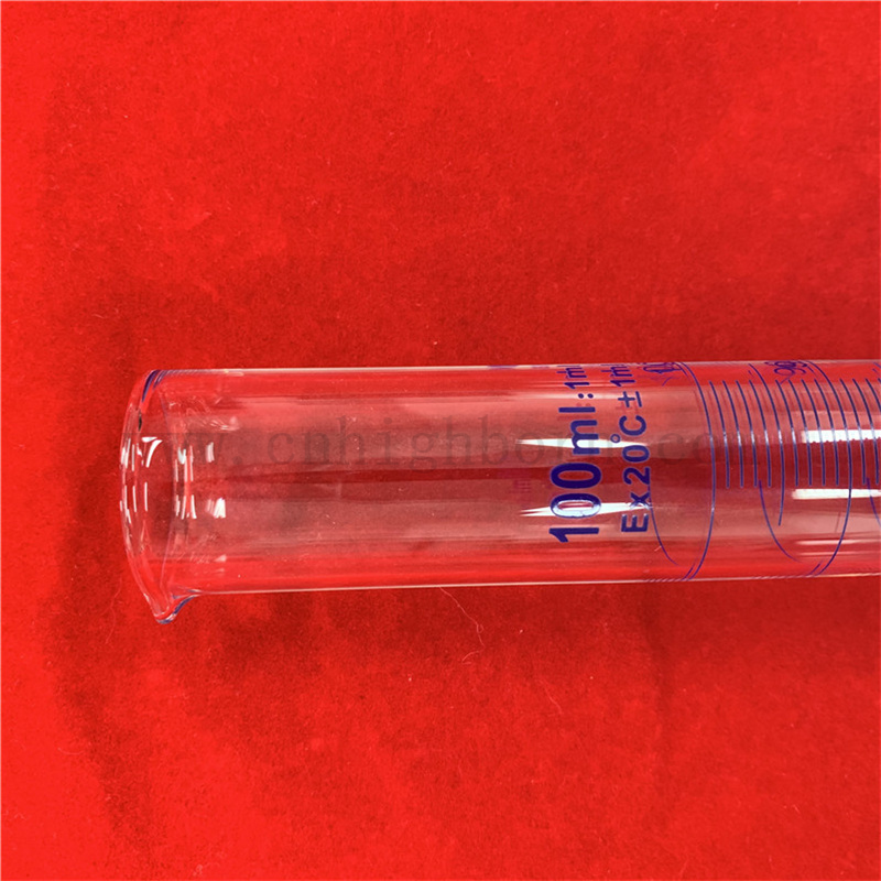 实验室测试定制透明高硼硅玻璃刻度量筒