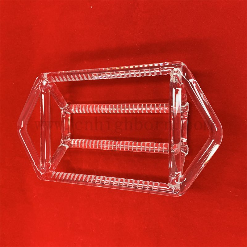 实验室研究透明石英仪器透明架方筒半导体插入开槽石英玻璃舟晶圆载体