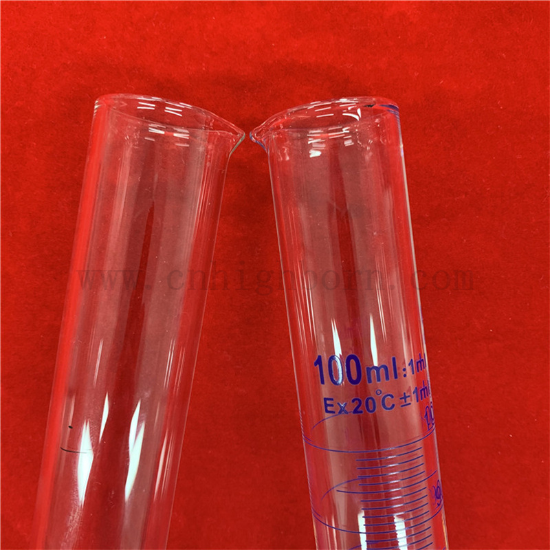 实验室测试定制透明高硼硅玻璃刻度量筒