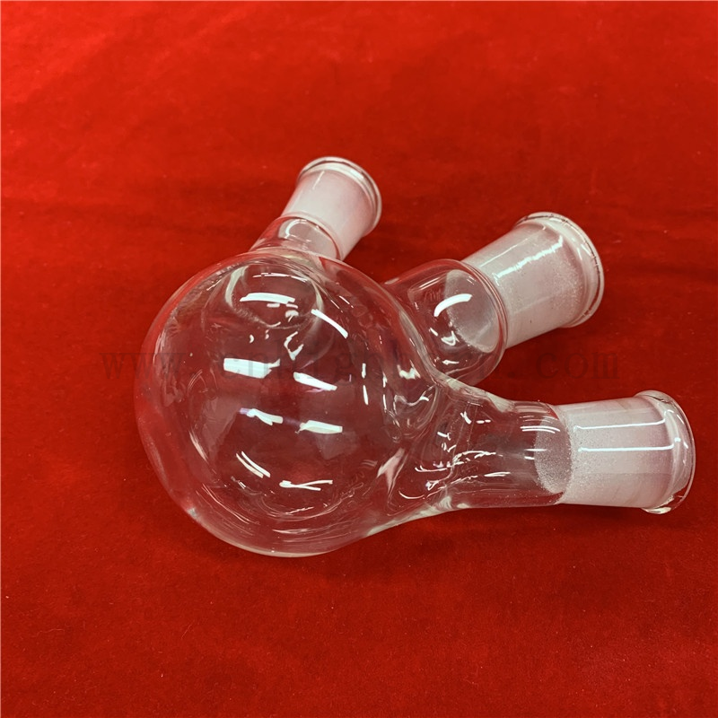 实验室测试定制透明高硼硅玻璃三颈烧瓶