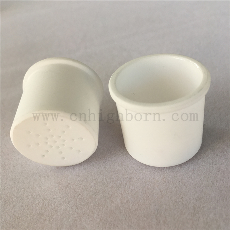 定制的氧化铝坩埚带孔盖Al2O3陶瓷锅