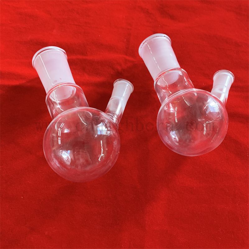 透明两颈圆底实验室玻璃烧瓶